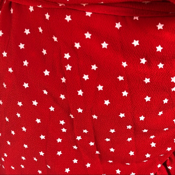 1 LEFT • Red Star Print Wrap Dress - Picture 4 of 4
